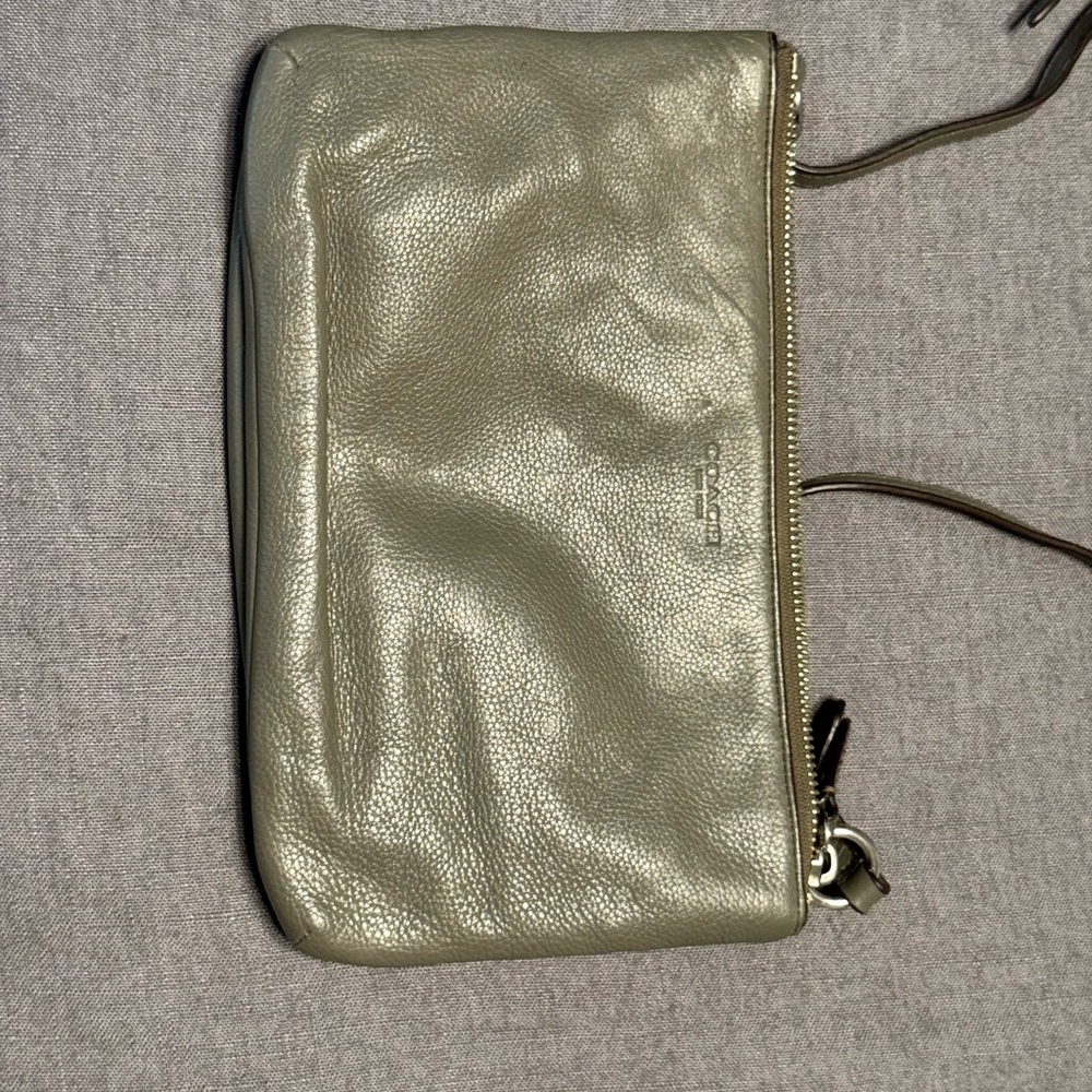 Coach Green Leather Wristlet Clutch